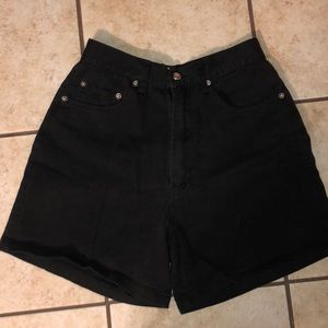 Black high waisted denim shorts